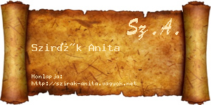 Szirák Anita névjegykártya